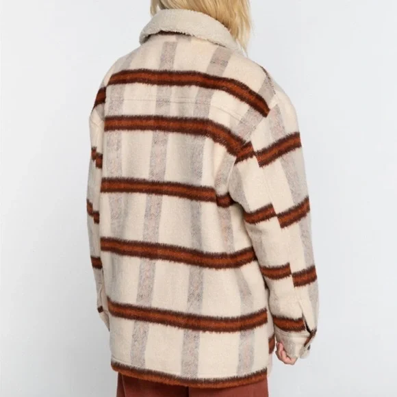 NWOT BILLABONG Lucky Charm Trucker Jacket Fleece Collar Large - Picture 6 of 10